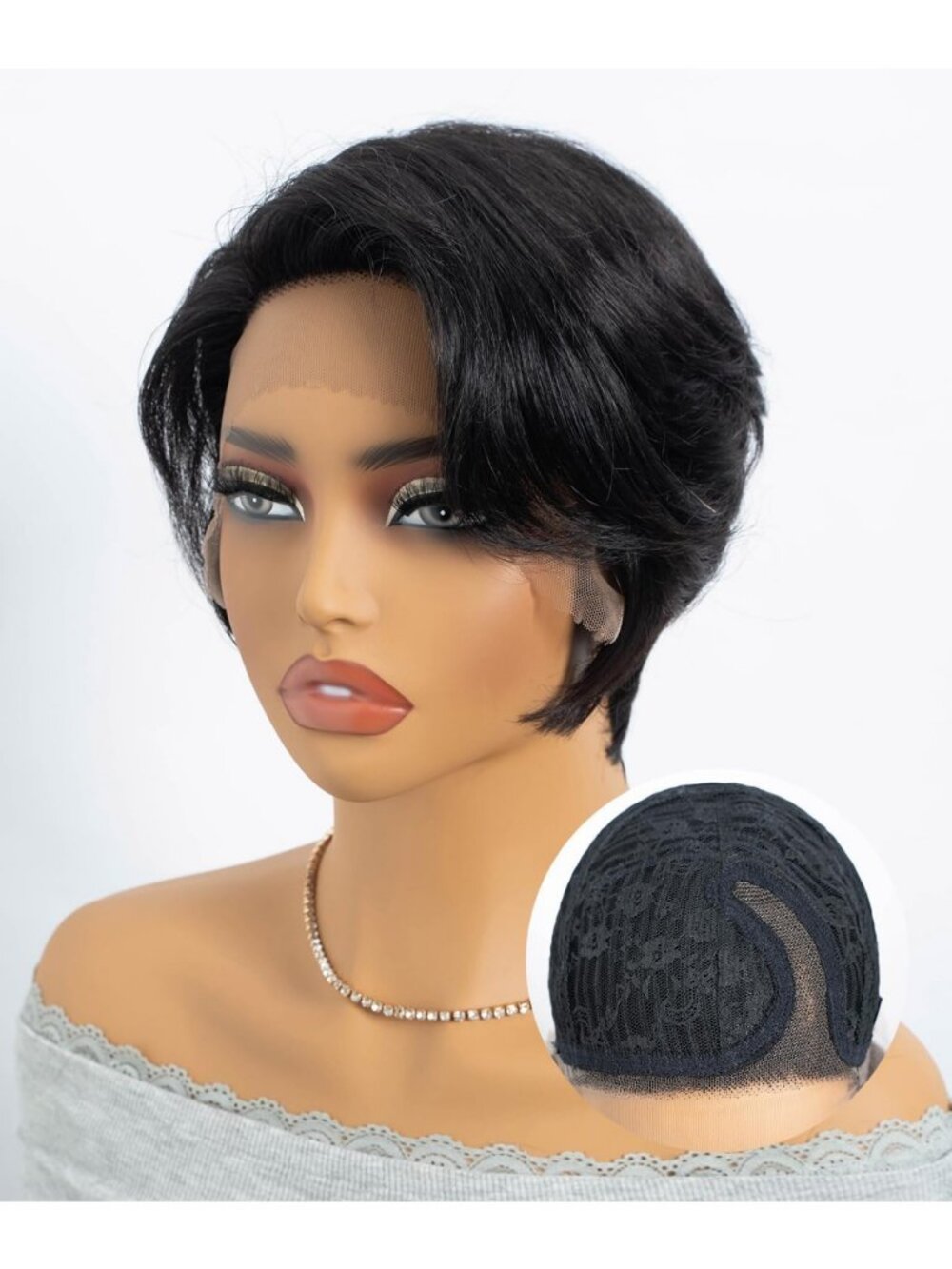 Short Pixie Cut Lace Front Wig for Black Women - Natural Black Human Hair
